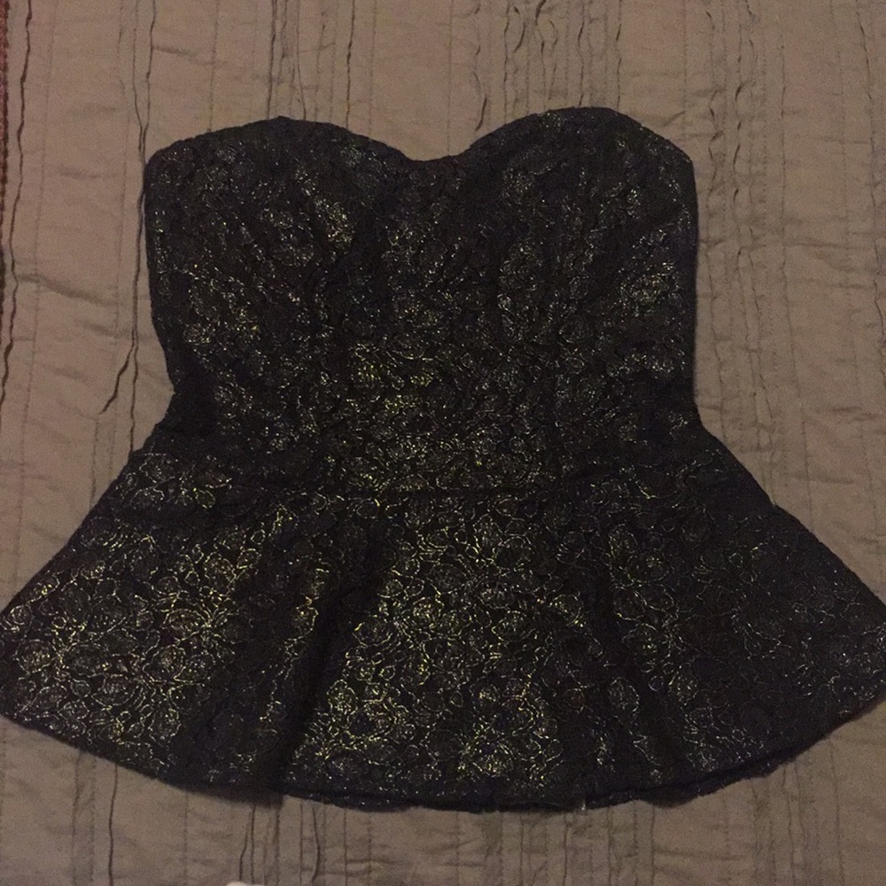 Shimmery lace peplum top